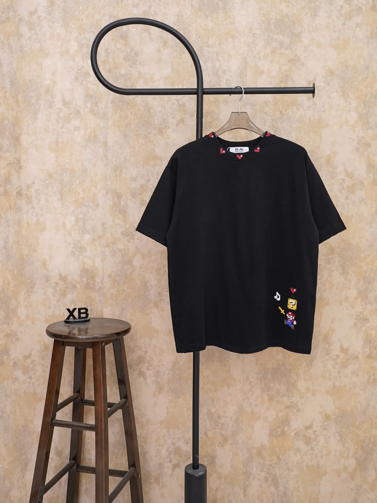 XB 189（Black White ） PLAY 1:1 Same Style 280 32 Breathable 1x 1 oversize 220 1:1 Premium :White Black Size:S-XL